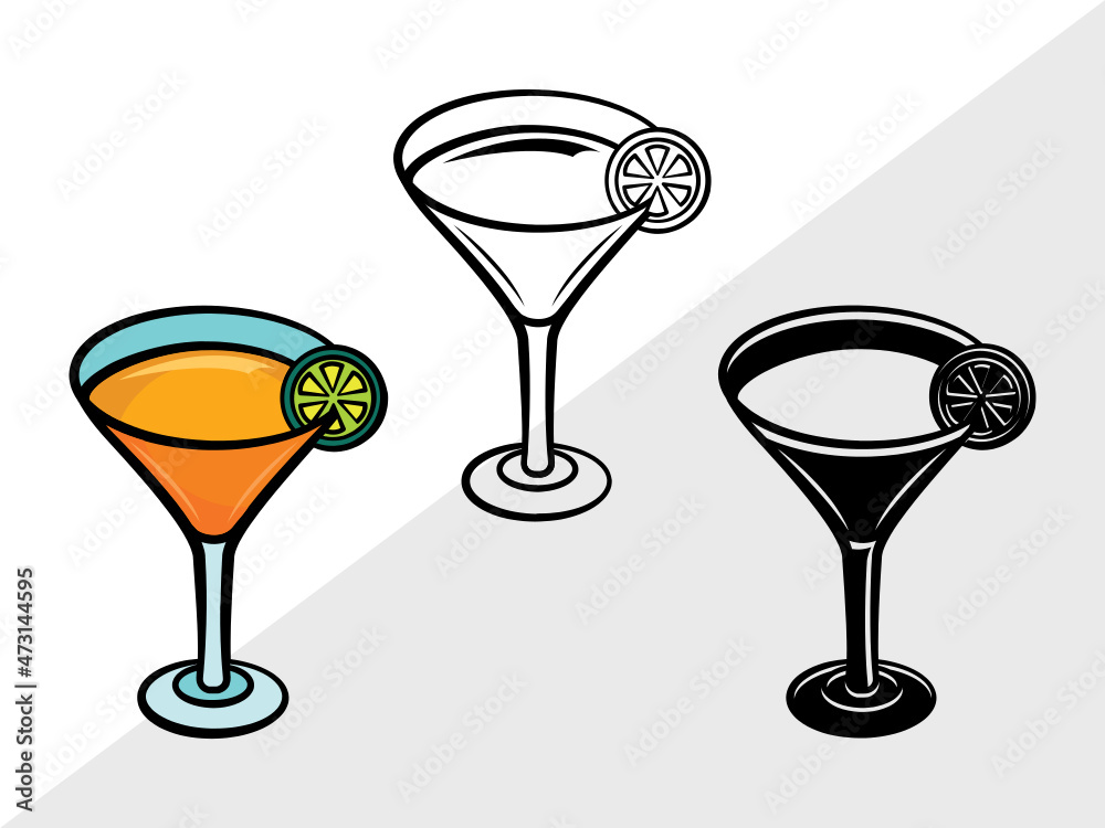 Martini Glass SVG Cut File | Margarita Glass Svg | Wine Glass Svg