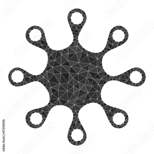 Low-poly axenic microbe icon illustration is constructed with scattered filled triangles. Triangulated axenic microbe polygonal symbol vector illustration.