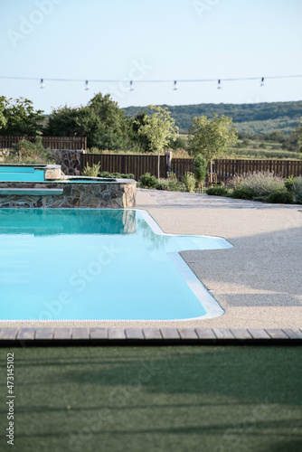 Large, clean, new swimming pool with warm water