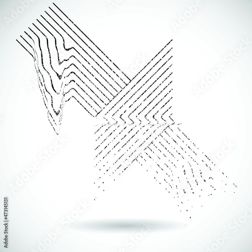 Glitch distorted geometric shape . Minimal art design . Noise destroyed  logo . Trendy defect error shapes . Glitched frame .Broken effect .Grunge texture . Distressed element .vector 