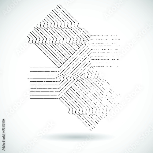 Glitch distorted geometric shape . Minimal art design . Noise destroyed  logo . Trendy defect error shapes . Glitched frame .Broken effect .Grunge texture . Distressed element .vector 