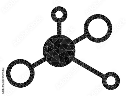 Low-poly central hub icon illustration combined with chaotic filled triangles. Triangulated central hub polygonal 2d vector illustration. Central Hub icon is filled with triangles.