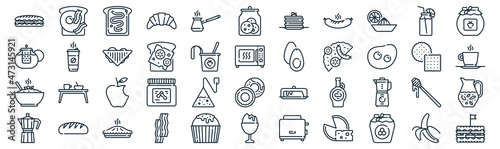 breakfast thin line icon set such as pack of simple cezve, sandwich, , bread, porridge, sandwich, juice icons for report, presentation, diagram, web design