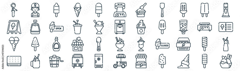 ice cream shop thin line icon set such as pack of simple , syrup, syrup ...