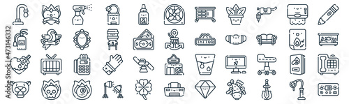 tattoo studio thin line icon set such as pack of simple ink, water dispenser, pos, skull, heart, mirror, paper towel icons for report, presentation, diagram, web design