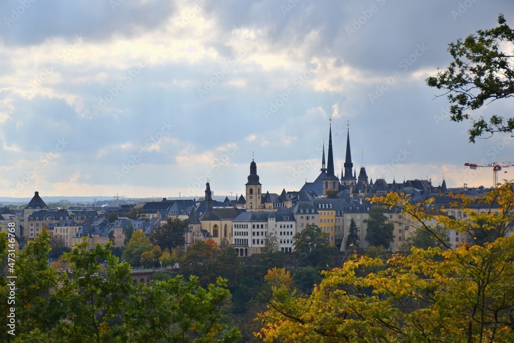 Aerial view from the hill towards the city centre of Luxembourg Aerial view from the hill towards the city centre of Luxembourg