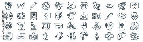 bioengineering thin line icon set such as pack of simple hea, computer, microscope, tissue, scientist, diagis, agricultural icons for report, presentation, diagram, web design