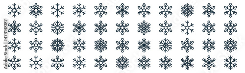 snowflakes thin line icon set such as pack of simple snowflake, snowflake, snowflake, icons for report, presentation, diagram, web design photo