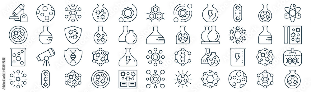 scientific thin line icon set such as pack of simple rotation ...