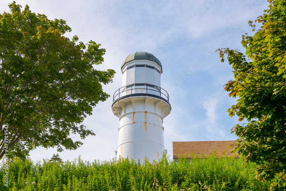 Cape Elizabeth Lights, also known as Two Lights, at the south end of Casco Bay in town of Cape Elizabeth, Maine ME, USA. 