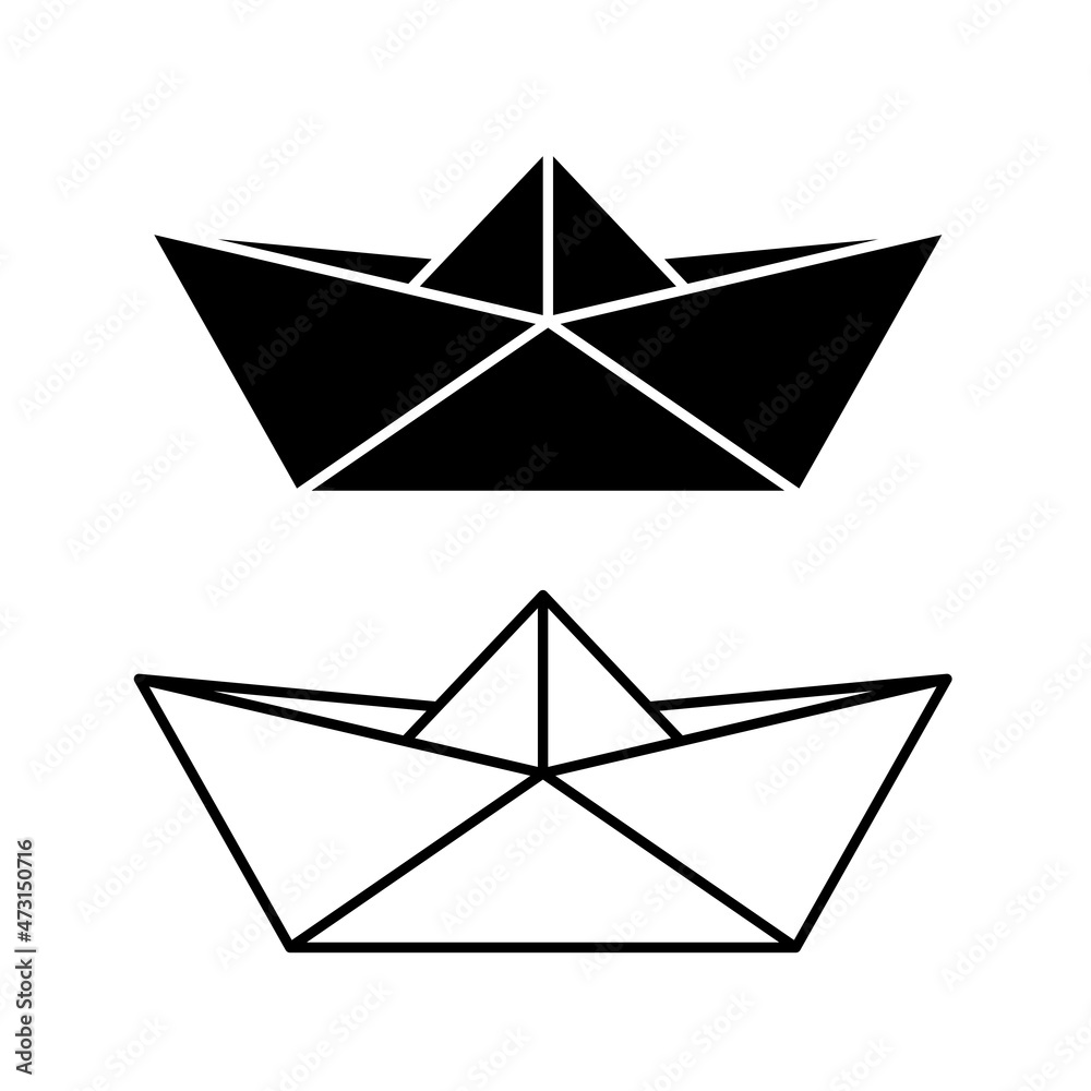 Vetor de Paper boat icon vector on white background. Origami paper boat  icon for web design. Symbol, logo. do Stock | Adobe Stock