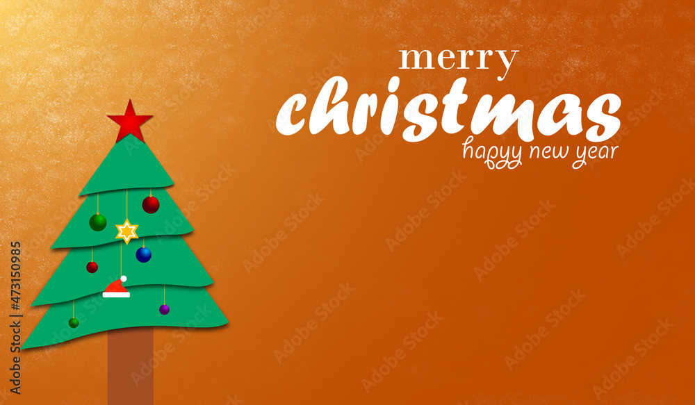 Merry Christmas banner. New year, Xmas Holiday greeting card design. Christmas decorations.