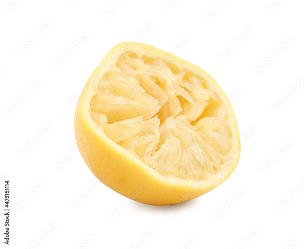 Half of squeezed lemon isolated on white Half of squeezed lemon isolated on white