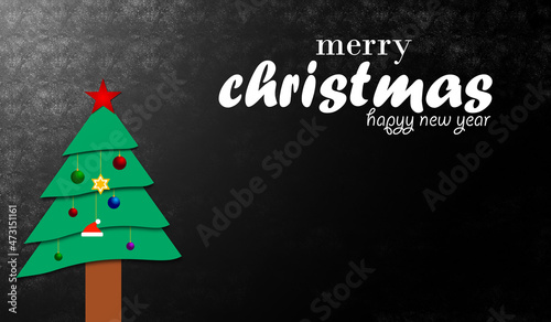 Merry Christmas banner. New year, Xmas Holiday greeting card design. Christmas decorations.