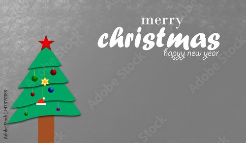 Merry Christmas banner. New year, Xmas Holiday greeting card design. Christmas decorations.