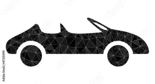 Low-poly cabriolet car icon image combined with randomized filled triangles. Triangulated cabriolet car polygonal icon vector illustration. Cabriolet Car icon is filled with triangles.