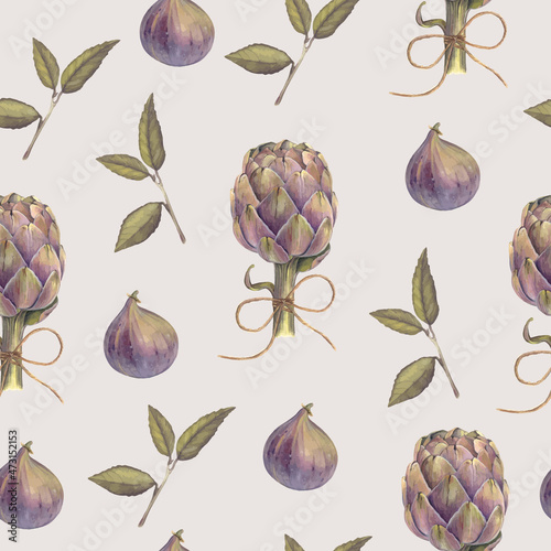 Fruit and vegetable seamless vector pattern. 