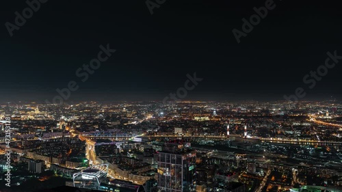 Wallpaper Mural Moscow city panorama to the Ministry of Foreign Affairs night timelapse aerial Torontodigital.ca