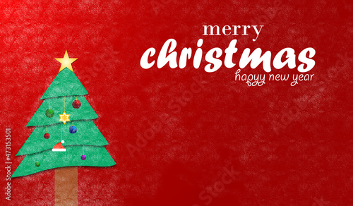Merry Christmas banner. New year, Xmas Holiday greeting card design. Christmas decorations.
