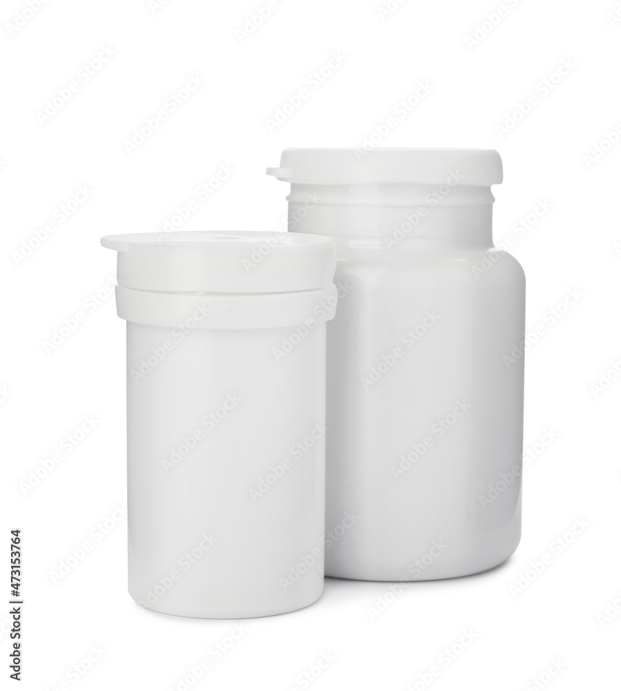 Bottles with pills isolated on white. Medicament Bottles with pills isolated on white. Medicament