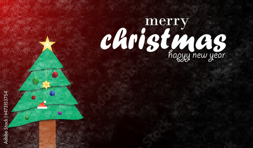 Merry Christmas banner. New year, Xmas Holiday greeting card design. Christmas decorations.