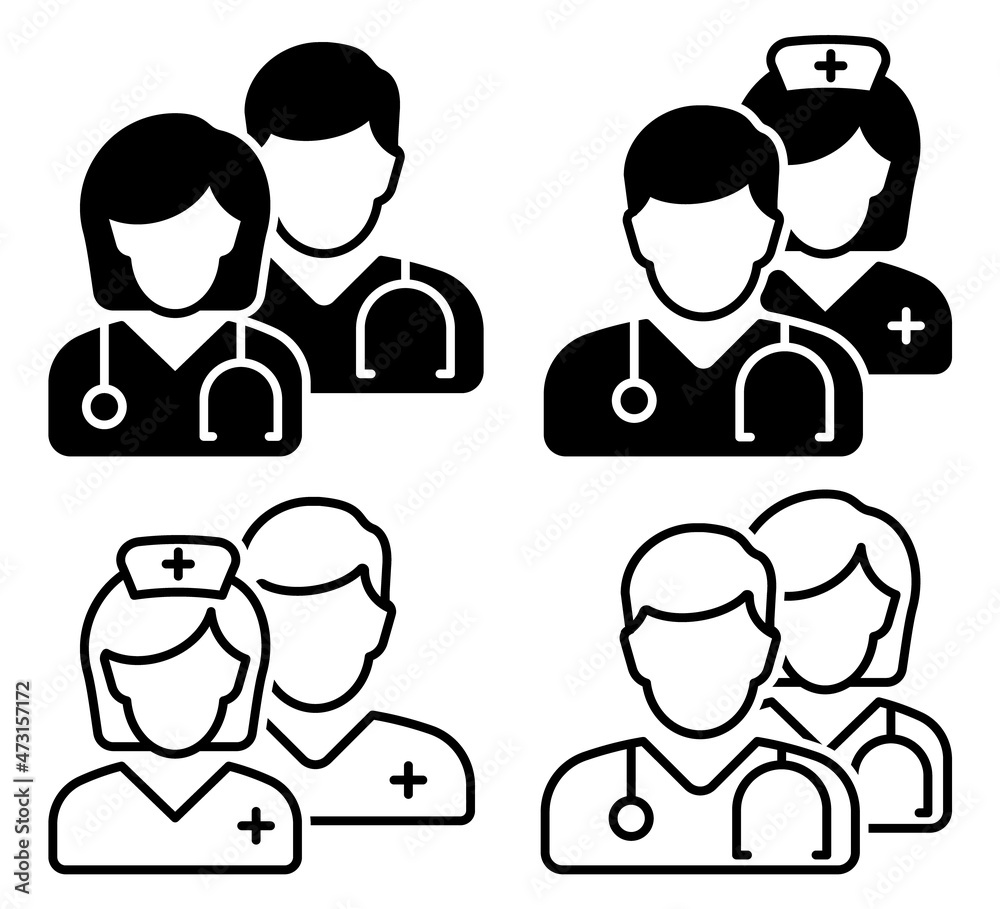 Medical Team Icon. Simple linear icon for a group of doctors. Vector illustration. Medical Team Icon. Simple linear icon for a group of doctors. Vector illustration.