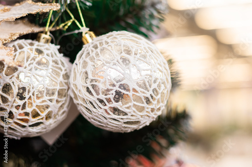 decoration on the Christmas tree,flowers.balls,concept Christmas and new year.Christmas card,background,calendar.