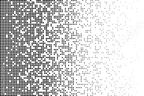 Pixel mosaic. Pixelated pattern, dispersion grayscale background. Business art gradient, square flying. Halftone matrix, blocks falling recent vector texture photo