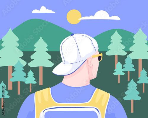 Gap year student hiking through national park