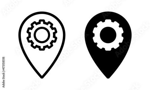 Gear map pin point icon. Illustration vector 