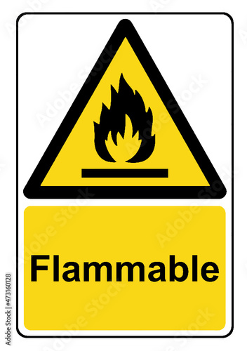 Symbol used for flammable substances warning sign