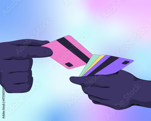 Hands holding bank credit card