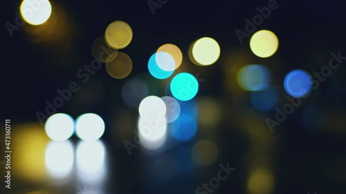 Night Time Traffic Lights and Car Headlights and Taillights Blurred Bokeh Balls