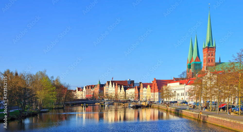 Lübeck vue des rives de la Trave, Allemagne