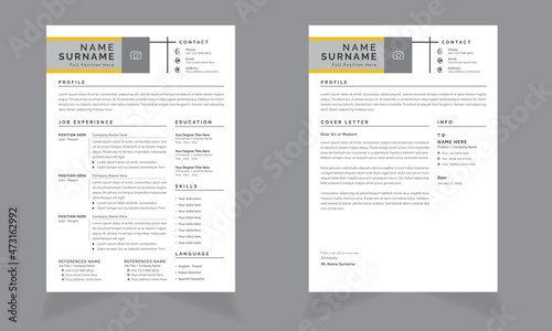 Professional resume layout, Minimalist cv infographic  template