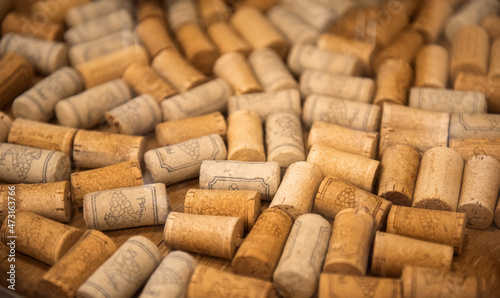 Wine corks soft focused background