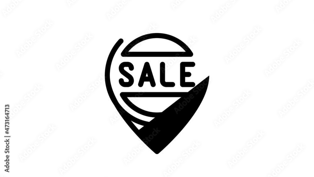 location sale animated line icon location sale sign. isolated on white background location sale animated line icon location sale sign. isolated on white background