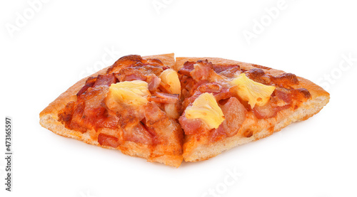 Delicious hawaiian pizza isolated on white background.