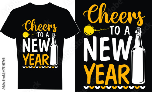 Happy New Year t shirt design. Happy New Year 2022 t shirt designs. New year celebration t shirt design for print, poster, and frame,  mug, banners, logo, vector.
