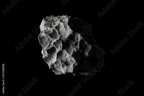 Floating stone on black space background