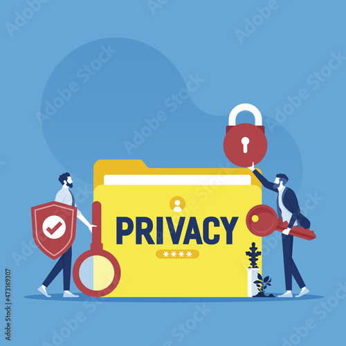 Data privacy vector concept, idea of safety and protection while using internet for communication or anything else