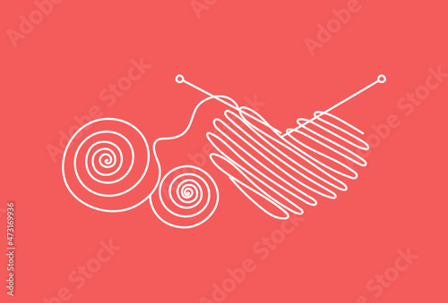 Valentine's Day. Drawings Heart icons, single line threads. Vector line art illustration. Isolated background.