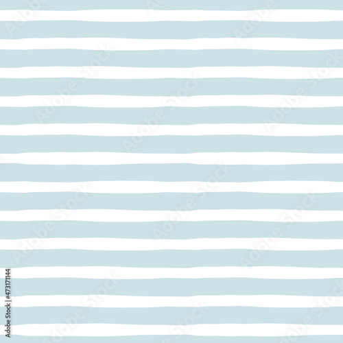 Baby blue irregular stripes vector seamless pattern. Abstract waves background. Scandinavian decorative childish surface design for nautical nursery and navy kids fabric.