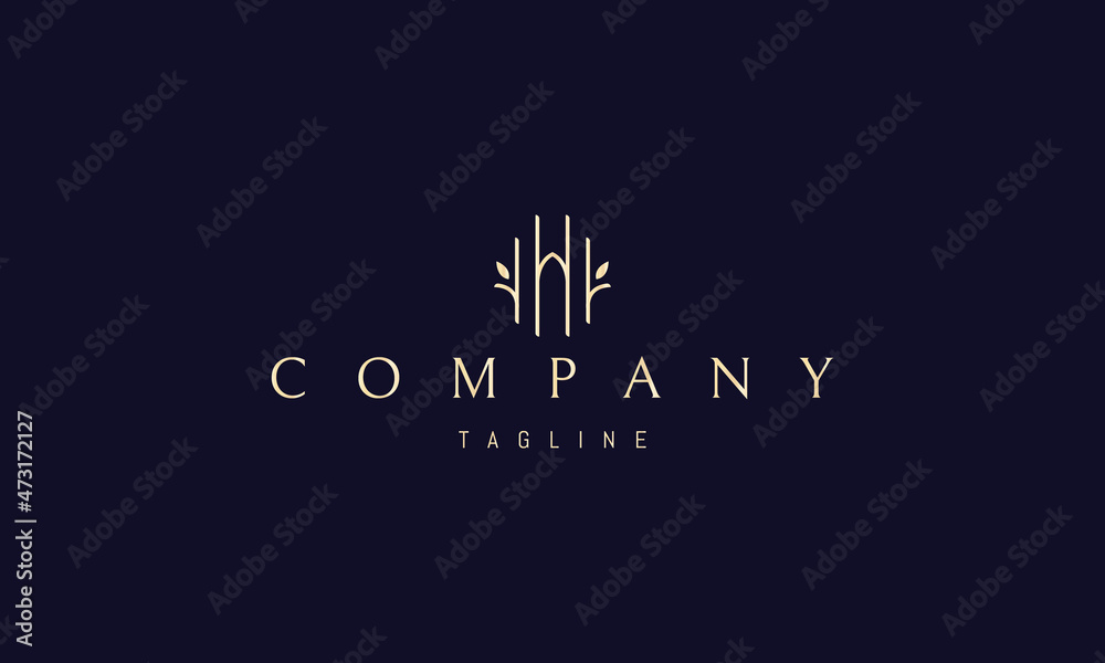 Naklejka premium Vector golden logo on which an abstract image of a gate from trees.