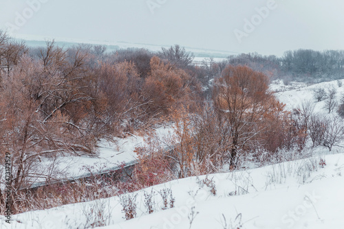 Winter landscape of the river with snow  © 7shtopor7