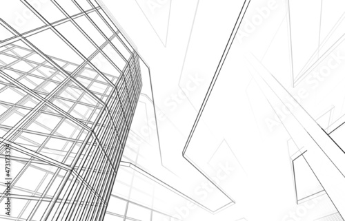 Abstract architecture 3d illustration digital drawing