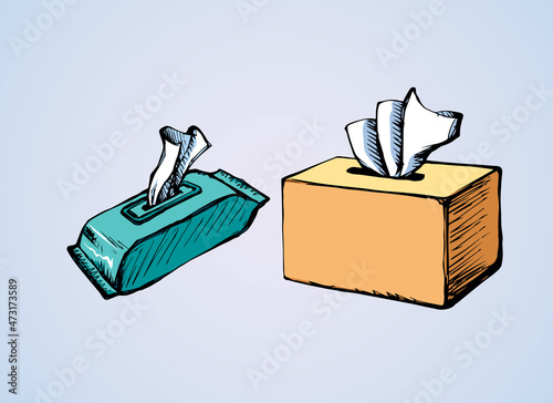 Packing napkins. Vector drawing