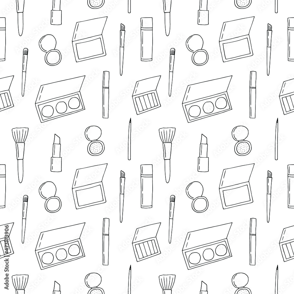 Cosmetics seamless pattern vector illustration, hand drawing doodle Cosmetics seamless pattern vector illustration, hand drawing doodle