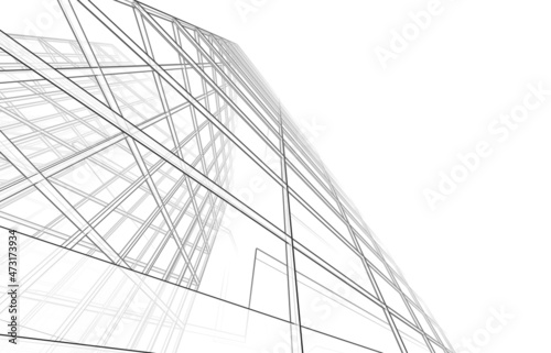Abstract architecture 3d illustration digital drawing
