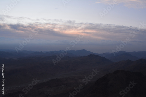 Egypt. View from Mount Sinai in the morning at sunrise.